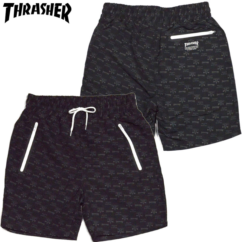 スラッシャー THRASHER MAG/MAG GOAT ALLOVER SHORTS(ブラック 黒 BLACK/CHAR)スラッシャースウェットショーツ THRASHERスウェットショーツ スラッシャースウェットパンツ THRASHERスウェットパンツ スラッシャーボトム THRASHERボトム マグロゴ MAGLOGO