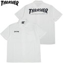 スラッシャー THRASHER HOMETOWN S/S WORK SHIRT(ホワイト 白 WHITE)スラッシャーシャツ THRASHERシャツ スラッシャーワークシャツ THRASHERワークシャツ スラッシャーWORKSHIRT THRASHERWORKSHIRT 半袖シャツ MAG LOGO マグロゴ