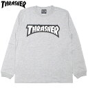 【Sサイズ ラスト1点】スラッシャー THRASHER STICKER2 LONGSLEEVE(グレー GRAY)スラッシャーロンT THRASHERロンT スラッシャーロングTシャツ THRASHERロングTシャツ スラッシャーマグロゴ THRASHERマグロゴ マグロゴ 長袖 LOGO ロゴ