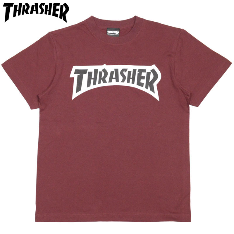 スラッシャー THRASHER STICKER2 TEE(BURGUNDY)スラッシャーTシャツ THRASHERTシャツ スラッシャーマグロゴ THRASHERマグロゴスラッシャーMAGLOGO THRASHERMAGLOGO 半袖 MAG LOGO マグロゴ.
