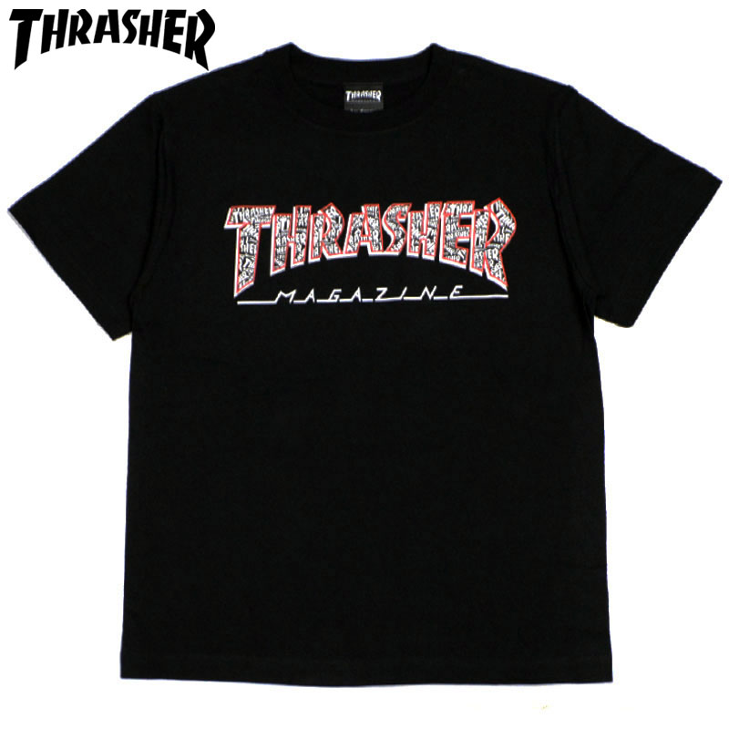 スラッシャー THRASHER HOMETOWN ALLOVER TEE(ブラック 黒 BLACK)スラッシャーTシャツ THRASHERTシャツ スラッシャーマグロゴ THRASHERマグロゴスラッシャーMAGLOGO THRASHERMAGLOGO 半袖 MAG LOGO マグロゴ