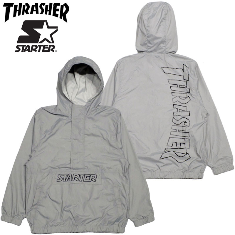 【Sサイズ ラスト1点】送料無料 スラッシャー THRASHER THRASHERxSTARTER NYLON ANORAK(グレー GRAY)スラッシャーアノラック THRASHERアノラック スラッシャージャケット THRASHERジャケット スターターアノラック STARTERジャケット