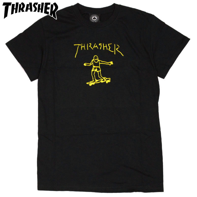 【Mサイズ ラスト1点】【US】スラッシャー THRASHER GONZ TEE(ブラック 黒 BLACK)スラッシャーTシャツ THRASHERTシャツ スラッシャー半袖 THRASHER半袖 MAG LOGO マグロゴ FLAME LOGO フレイムロゴ