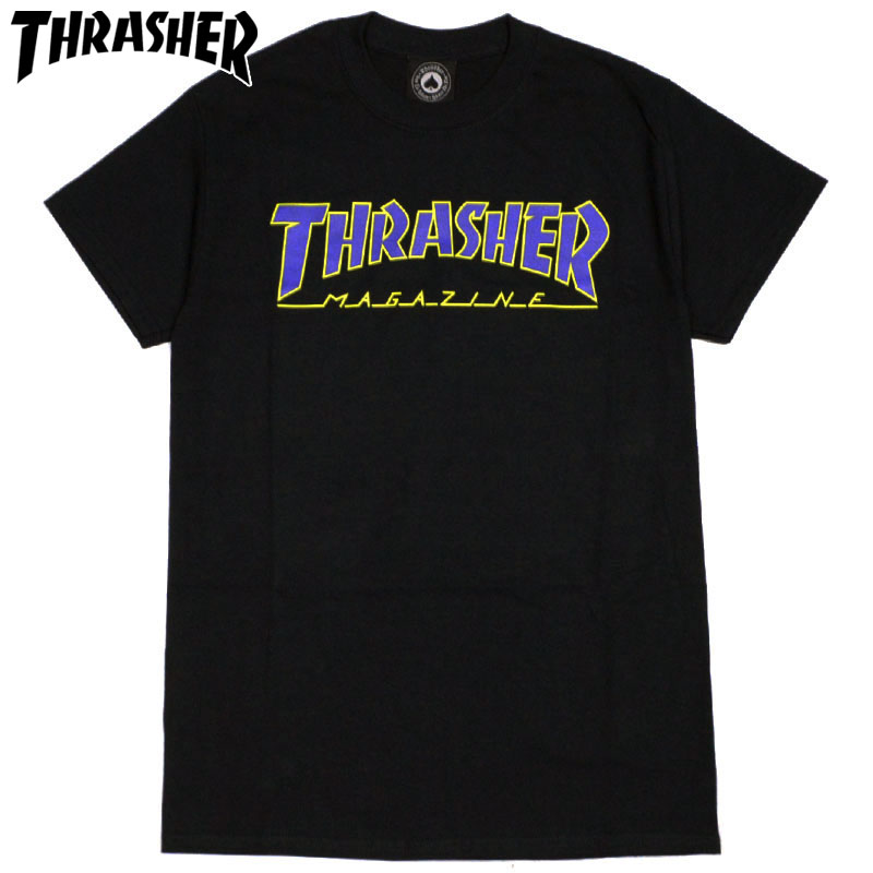 スラッシャー THRASHER OUTLINED TEE(ブラック 黒 BLACK)スラッシャーTシャツ THRASHERTシャツ スラッシャー半袖 THRASHER半袖 MAG LOGO マグロゴ FLAME LOGO フレイムロゴ