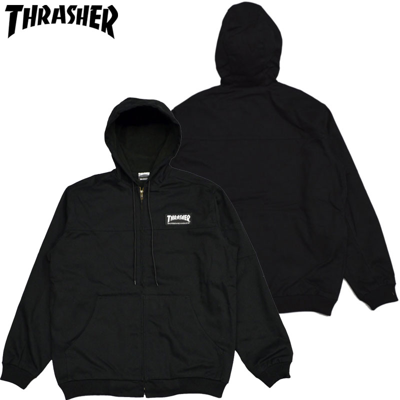 送料無料 スラッシャー THRASHER SKATE MAG HOODED WORK WEAR JKT(ブラック 黒 BLACK)スラッシャージャケット THRASHERジャケット スラッシャーアウター THRASHERアウター スラッシャーマグロゴ THRASHERマグロゴ マグロゴ MAG LOGO