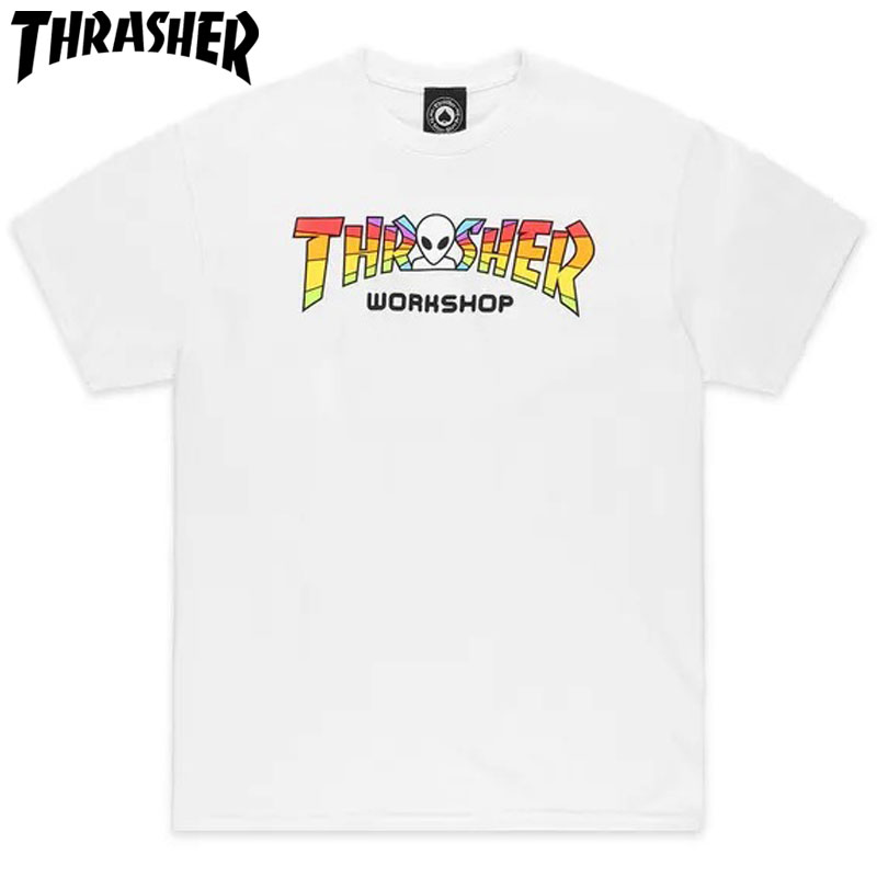 【US】スラッシャー THRASHER SPECTUM TEE(ホワイト 白 WHITE)スラッシャーTシャツ THRASHERTシャツ スラッシャーティーシャツ THRASHERティーシャツ ALIENWORKSHOPコラボ エイリアンワークショップコラボ