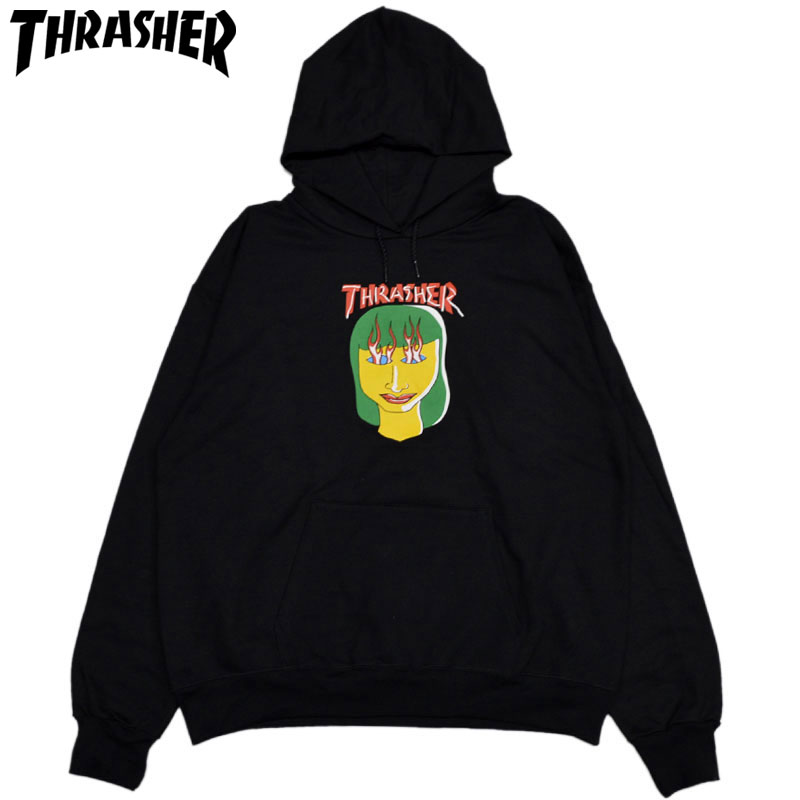 送料無料 スラッシャー THRASHER TALK SHIT BY MARK GONZALES HOODIE(ブラック 黒 BLACK)スラッシャーパーカ THRASHERパーカ スラッシャープルオーバー THRASHERプルオーバー MARK GONZALES GONZ マークゴンザレス ゴンズ コラボ