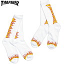 スラッシャー THRASHER FLAME LOGO SOX(ホワイト 白 WHITE)スラッシャーソックス THRASHERソックス スラッシャー靴下 THRASHER靴下 スラッシャーフレイムロゴ