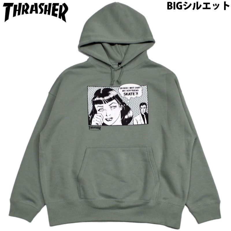 XbV[ THRASHER BOYFRIEND HOODIE(BIG SILHOUETTE)(O[  SMOKYGREEN/PLATINUM)XbV[p[J THRASHERp[J XbV[vI[o[ THRASHERvI[o[ S XEFbg rbOVGbg