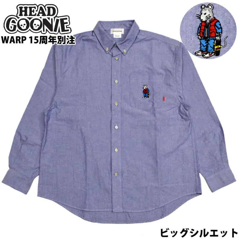 yLTCY Xg1_z wbhO[j[ HEADGOONIE WARP 15TH ANNIVERSARY COLLABORATION McFly Rat Big Oxford Shirts(u[ BLUE)WARPʒ wbhO[j[Vc HEADGOONIEVc hJ