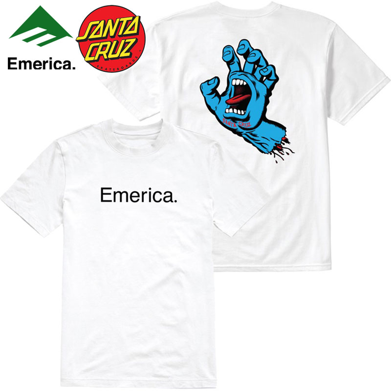 yLTCY Xg1_zGJ EMERICA x SANTA CRUZ SCREAMING TEE(zCg  WHITE)GJTVc EMERICATVc GJ EMERICA T^N[YR{ SANTACRUZR{