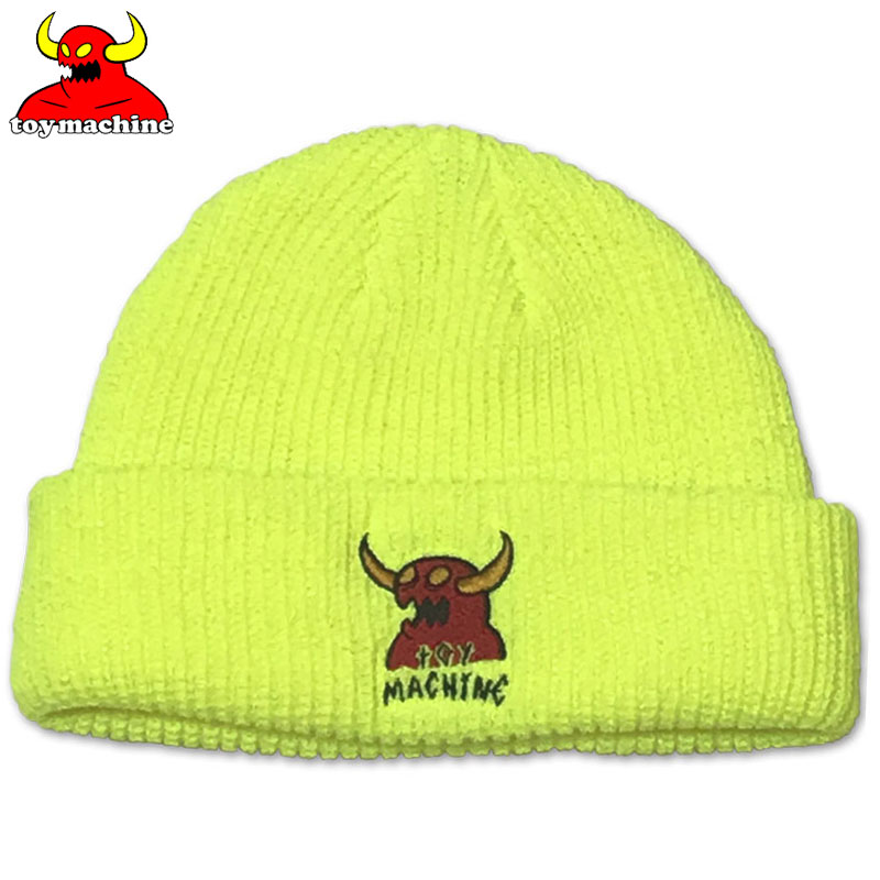 トイマシーン TOY MACHINE MONSTER MARKED EMBROIDERY BEANIE(NEON YELLOW)TOY MACHINEニット帽 トイマシーンニット帽 TOY MACHINEビーニー トイマシーンビーニー TOY MACHINEニットキャップ トイマシーンニットキャップ