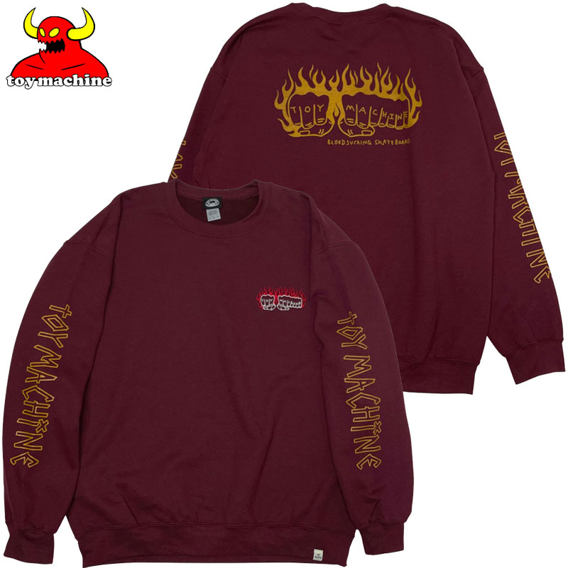 gC}V[ TOY MACHINE FLAME FIST EMBROIDERY SWEAT CREW(BURGUNDY)gC}V[g[i[ TOY MACHINEg[i[ gC}V[ TOY MACHINE