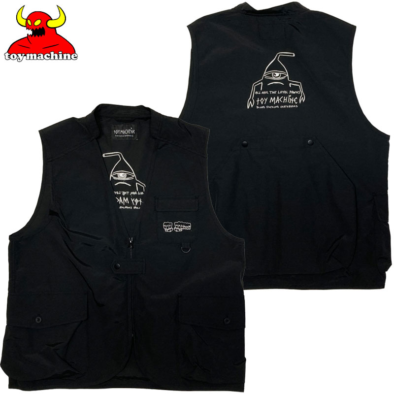 送料無料 トイマシーン TOY MACHINE ALL HAIL THE LOYAL PAWN UTILTY VEST(ブラック 黒 BLACK)トイマシーンベスト TOY MACHINEベスト