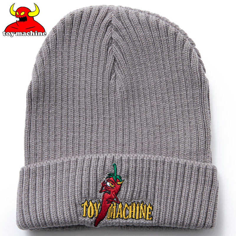 トイマシーン TOY MACHINE PEPPER SECT EMEBROIDERY BEANIE(グレー GREY)TOY MACHINEニット帽 トイマシーンニット帽 TOY MACHINEビーニー トイマシーンビーニー TOY MACHINE帽子 トイマシーン帽子