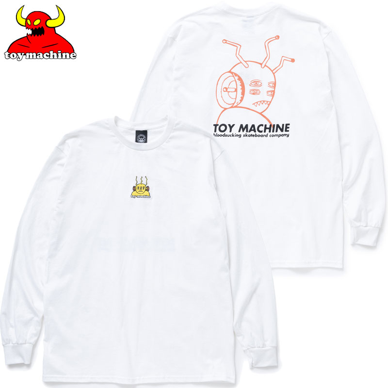 【Mサイズ ラスト1点】トイマシーン TOY MACHINE TRANSMISSIONATOR EMBROIDERY LONG TEE(ホワイト 白 WHITE)トイマシーンロンT TOY MACHINEロンT トイマシーンロンティー TOY MACHINEロンティー LONGSLEEVE ロングスリーブ