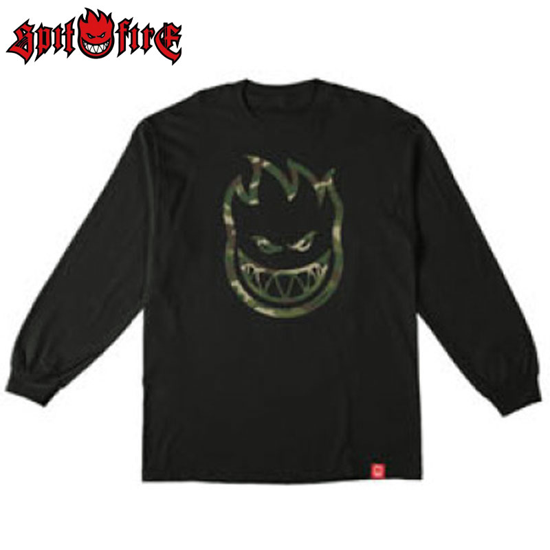 スピットファイヤーウィール SPITFIRE WHEELS OUTLINE FILL LS(ブラック 黒 BLACK)スピットファイアロンT SPIT FIREロンT スピットファイアロングTシャツ SPIT FIREロングTシャツ スピットファイアロングスリーブ カモ 迷彩 CAMO