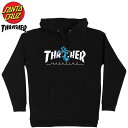 送料無料 サンタクルーズ SANTA CRUZ × THRASHER THRASHER SCREAMING LOGO P/O HOOD(ブラック 黒 BLACK)サンタパーカ SANTACRUZパーカ サンタプルオーバー SANTACRUZプルオーバー THRASHERコラボ スラッシャーコラボ