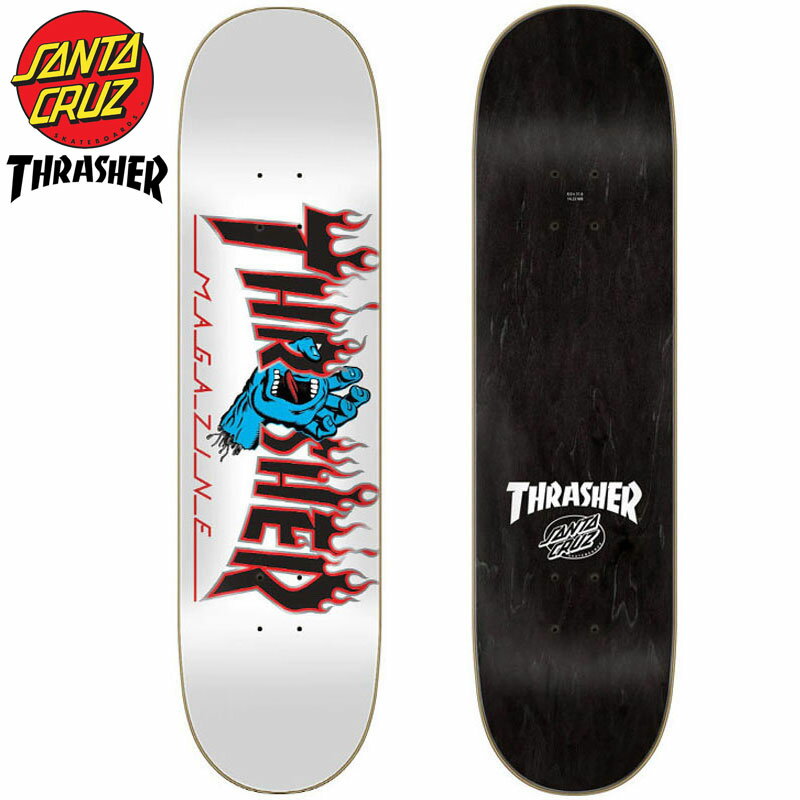 【ラスト1点】サンタクルーズ SANTA CRUZ × THRASHER THRASHER SCREAMING FLAME LOGO DECK(ホワイト 白 WHITE)サンタクルーズデッキ SANTA CRUZデッキ サンタクルーズスケートボード SANTA CRUZスケートボード デッキ THRASHERコラボ スラッシャーコラボ