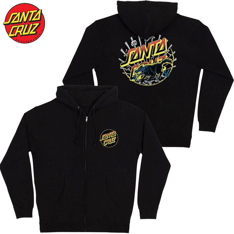 送料無料 サンタクルーズ SANTA CRUZ BEGINNING DOT ZIP HOODID ( ブラック 黒 BLACK ) サンタクルーズジップパーカ SANTA CRUZジップパーカ サンタジップパーカ ZIPパーカ ジップアップ
