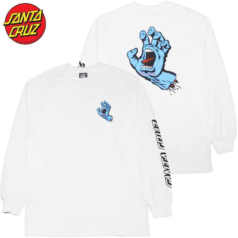 サンタクルーズ SANTA CRUZ SCREAMING HAND LONGSLEEVE TEE(ホワイト 白 WHITE)サンタクルーズロンT SANTA CRUZロンT サンタクルーズロングTシャツ SANTA CRUZロングTシャツ サンタクルーズロングスリーブ SANTA CRUZロングスリーブ