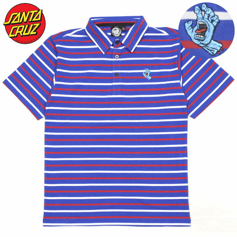 T^N[Y SANTA CRUZ SCREAMING HAND POLO(BLUE/RED/WHITE)T^N[Y| SANTA CRUZ |Vc T^N[YVc SANTA CRUZVc XN[~Onh