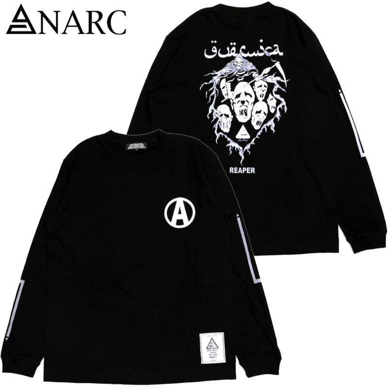 アナーク ANARC GRIM REAPER LONG-T(ブラック 黒 BLACK/WHITE)アナークロンT ANARCロンT アナークロングTシャツ ANARCロングTシャツ アナーク長袖 ANARC長袖 ロゴ LOGO