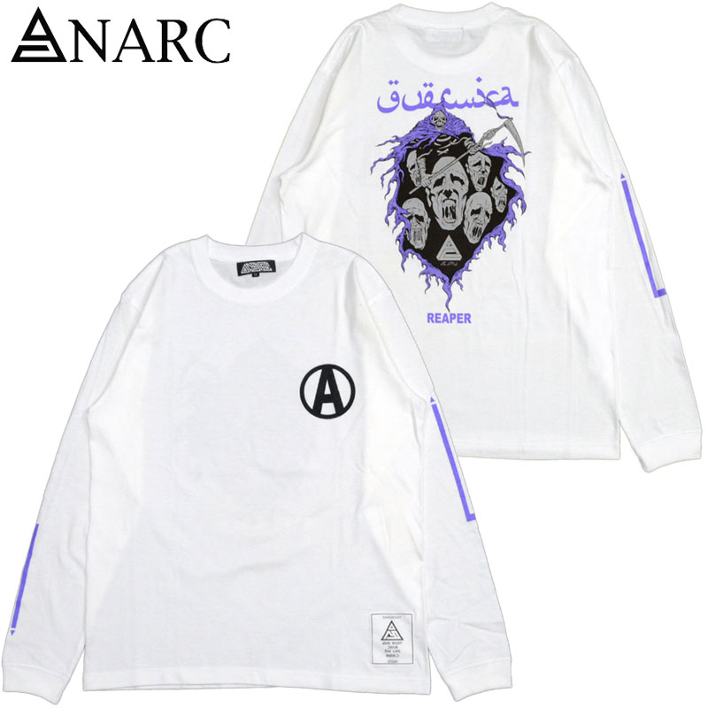 アナーク ANARC GRIM REAPER LONG-T(ホワイト 白 WHITE)アナークロンT ANARCロンT アナークロングTシャツ ANARCロングTシャツ アナーク長袖 ANARC長袖 ロゴ LOGO