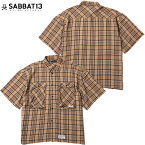 【予約受付】送料無料 サバトサーティーン SABBAT13 13HANDS MARIA S/S SHIRTS(ベージュ BEIGE)SABBAT13チェックシャツ サバトサーティーンチェックシャツ SABBAT13半袖シャツ サバトサーティーン半袖シャツ