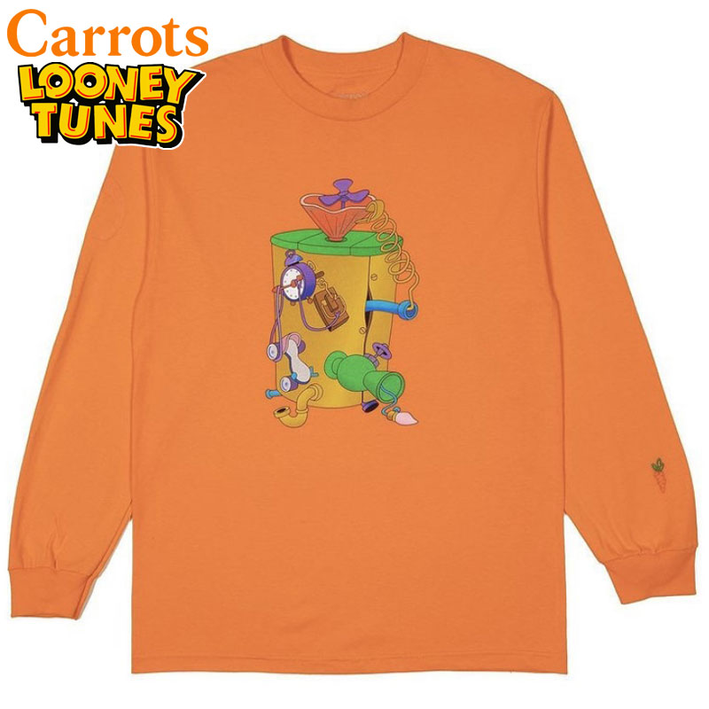 キャロッツ Carrots x BUGS BUNNY TIME MACHINE LONGSLEEVE T-Shirt(オレンジ ORANGE)キャロッツロングTシャツ CarrotsロングTシャツ キャロッツロンT CarrotsロンT キャロッツ長袖 Carrots長袖 carrots CARROTS BUGS BUNNYコラボ バックスバニー ルーニートゥーンズ