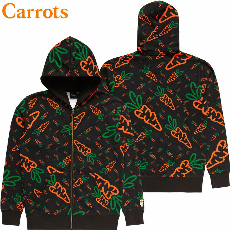 yMTCY Xg1_ Lbc Carrots ALL OVER CARRTOS HOODIE(ubN  BLACK)Lbcp[J[ Carrotsp[J[ Lbct[fB[ CarrotsWbvp[J[ LbcWbvp[J[  ZbgAbv