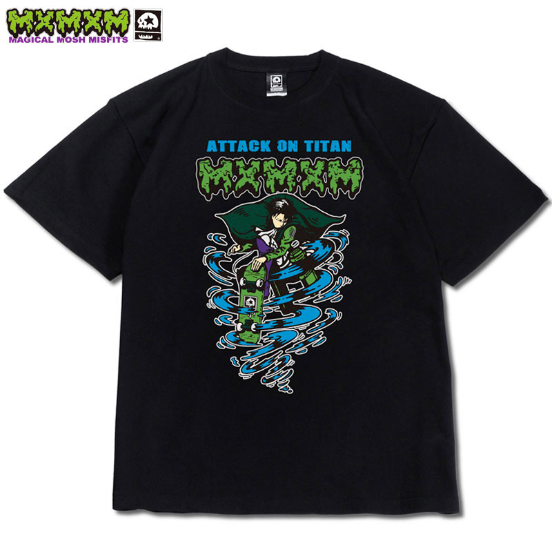 マジカルモッシュミスフィッツ MAGICAL MOSH MISFITS ”MAGICAL MOSH LEVI” TEE(ブラック 黒 BLUE)マジカルモッシュミスフィッツTシャツ MAGICAL MOSH MISFITSTシャツ マモミTシャツ マモミ半袖 MMM 進撃の巨人コラボ エレン ミカサ リヴァイ 超大型巨人