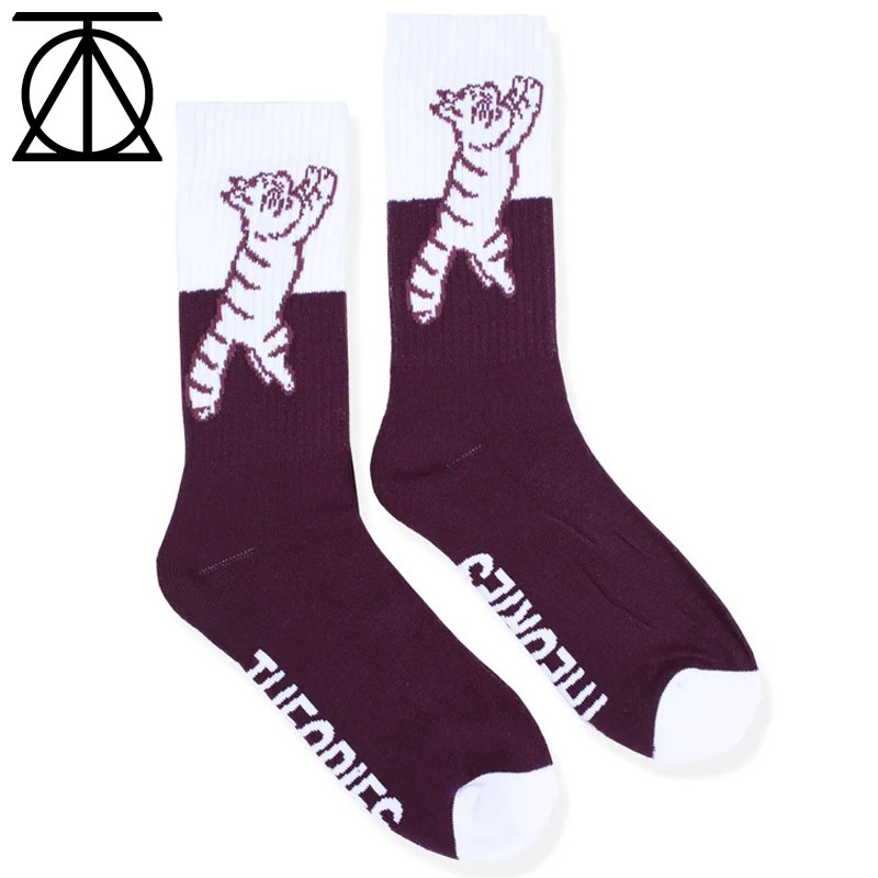 セオリーズ THEORIES CONSCIOUS KITTY CREW SOCKS(ホワイト 白 WHITE/WINE)セオリーズ靴下 THEORIES靴下 セオリーズくつ下 THEORIESくつ下 セオリーズソックス THEORIESソックス