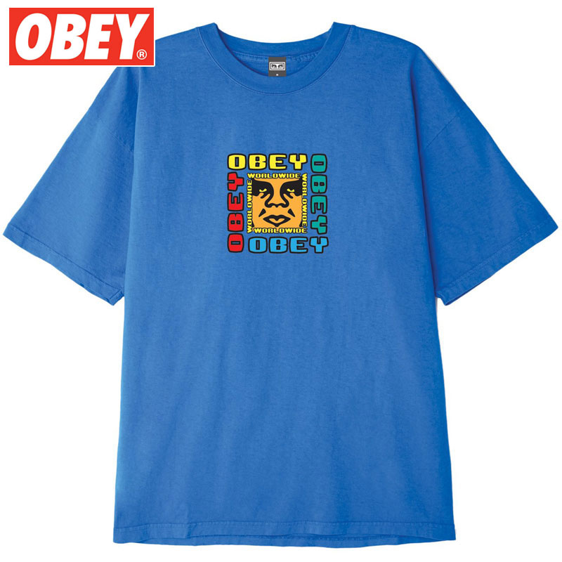 オベイ OBEY OBEY DEVIANT DEVICE TEE(ブルー 青 SPTIT BLUE)オベイTシャツ OBEYTシャツ オベイ半袖 OBEY半袖