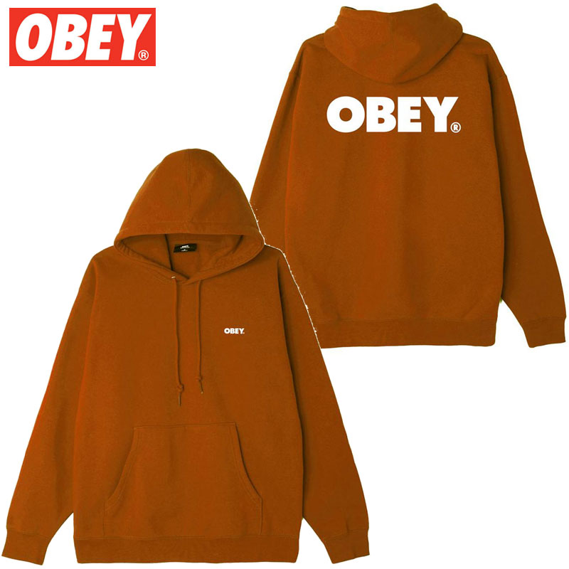 【Sサイズ ラスト1点】オベイ OBEY OBEY BOLD PREMIUM HOOD(PUMPKIN SPICE)オベイパーカ OBEYパーカ オベイプルオーバー OBEYプルオー..