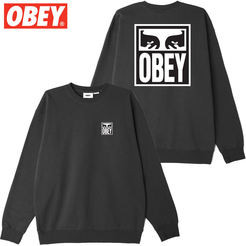 送料無料 オベイ OBEY OBEY EYES ICON CREW(ブラック 黒 BLACK)オベイクルーネック OBEYクルーネック オベイトレーナー OBEYトレーナー オベイスウェット OBEYスウェット