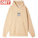 オベイ OBEY ICON EXTRA HEAVY HOOD(ベージュ クリーム OAT MILK)オベイパーカ OBEYパーカ オベイフーディー OBEYフーディー オベイスウェット OBEYスウェット 刺繍