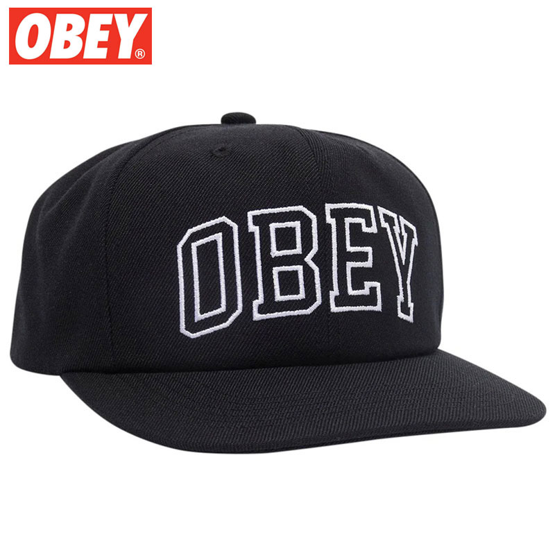 オーベイ オベイ OBEY OBEY RUSH 6 PANEL CLASSIC SNAPBACK(ブラック 黒 BLACK)オベイキャップ OBEYキャップ オベイ帽子 OBEY帽子 オベイスナップバック OBEYスナップバック 刺繍