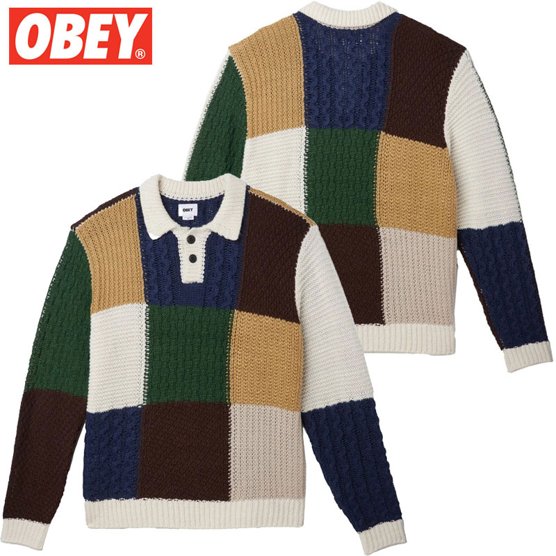 yXXLTCY Xg1_z IxC OBEY OLIVER PATCHWORK SWEATER(UNBLEACHED MULTI)IxCZ[^[ OBEYZ[^[ IxCjbg OBEYjbg