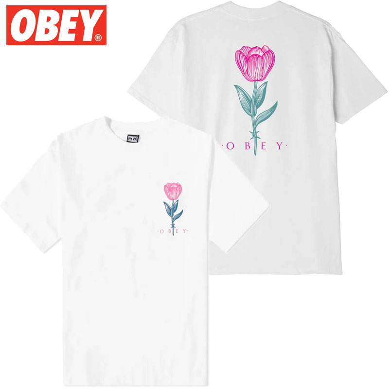 IxC OBEY OBEY BARBWIRE FLOWER TEE(zCg  WHITE)IxCTVc OBEYTVc IxC OBEY