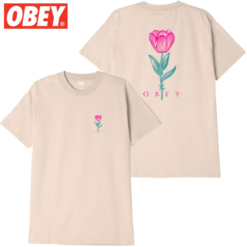 IxC OBEY OBEY BARBWIRE FLOWER TEE(x[W CREAM)IxCTVc OBEYTVc IxC OBEY