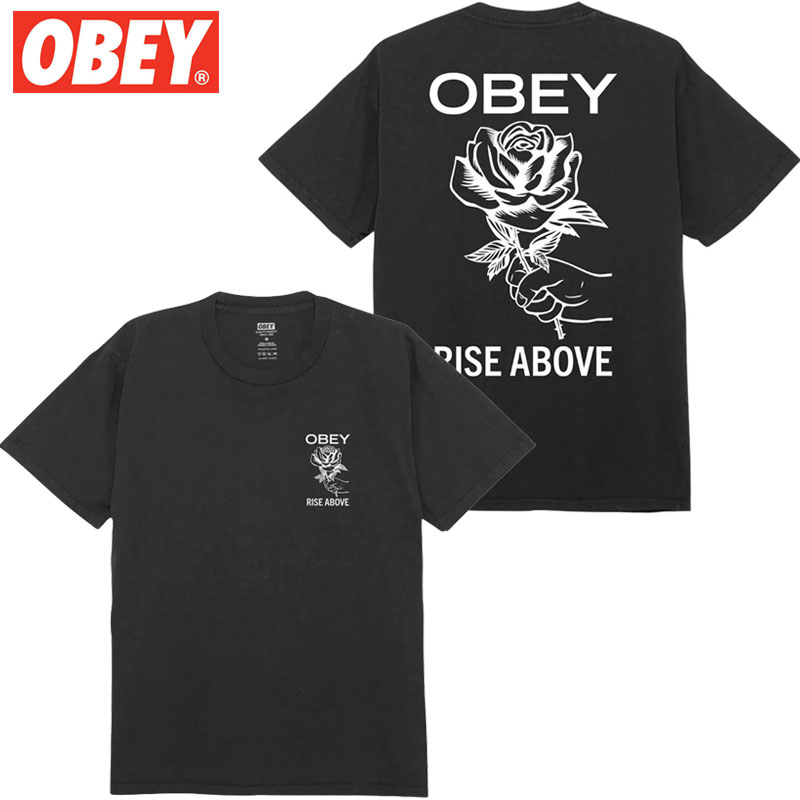 IxC OBEY OBEY RISE ABOVE ROSE TEE(ubN  PIGMENT VINTAGE BLACK)IxCTVc OBEYTVc IxC OBEY