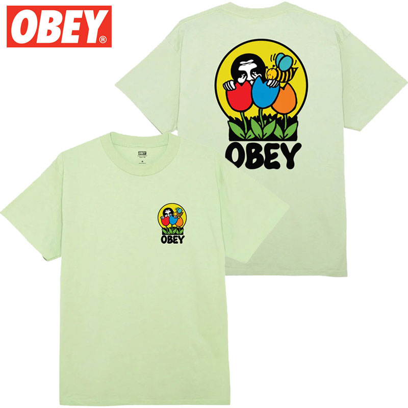 オベイ OBEY OBEY WAS HERE TEE ( グリーン 緑 CUCUMBER ) オベイTシャツ OBEYTシャツ オベイ半袖 OBEY半袖