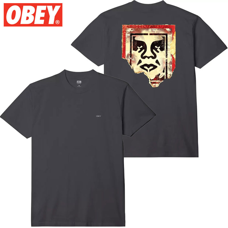 IxC OBEY OBEY RIPED ICON TEE(ubN  BLACK)IxCTVc OBEYTVc IxC OBEY