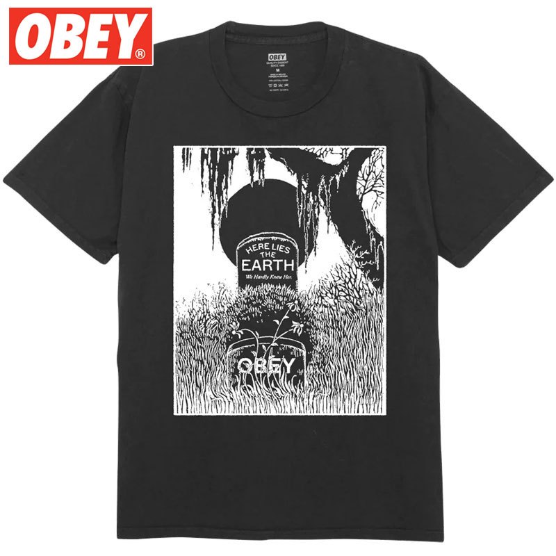 IxC OBEY OBEY HERE LIES THE EARTH TEE(ubN  PIGMENT VINTAGE BLACK)IxCTVc OBEYTVc IxC OBEY