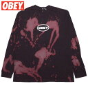 【Sサイズ ラスト1点】オベイ OBEY OBEY GALLERIA BLEACH TIE DYE LONGSLEEVE TEE(ブラック 黒 BLACK/RED)オベイロンT OBEYロンT オベイロングTシャツ OBEYロングTシャツ オベイ長袖 OBEY長袖 タイダイロンT タイダイ長袖.