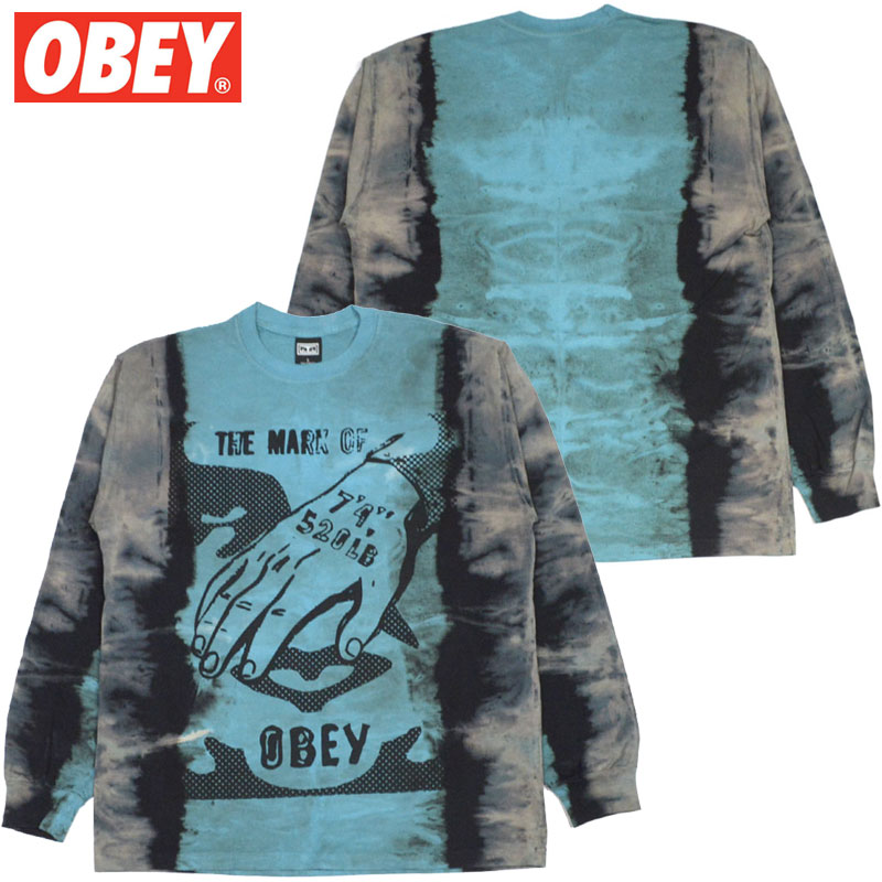 オベイ OBEY MARK OF OBEY TIE DYE LONGSLEEVE TEE(ブルー 青 BLUE)オベイロンT OBEYロンT オベイロングTシャツ OBEYロングTシャツ オベイ長袖 OBEY長袖