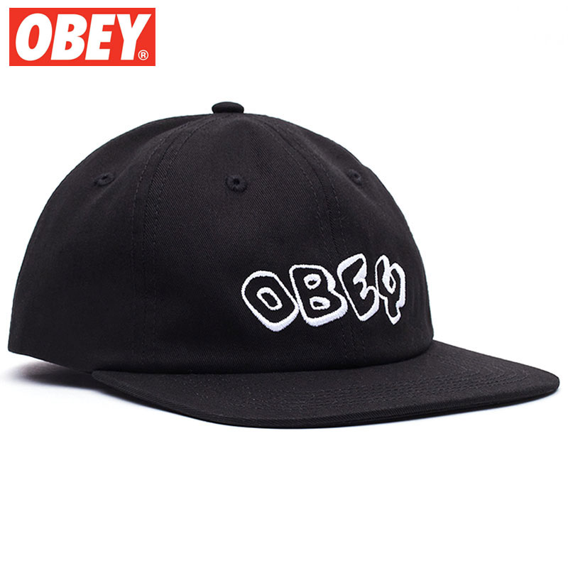 オーベイ 【ラスト1点】オベイ OBEY PLOT 6 PANEL(ブラック 黒 BLACK)オベイキャップ OBEYキャップ オベイ帽子 OBEY帽子 オベイスナップバック OBEYスナップバック 刺繍