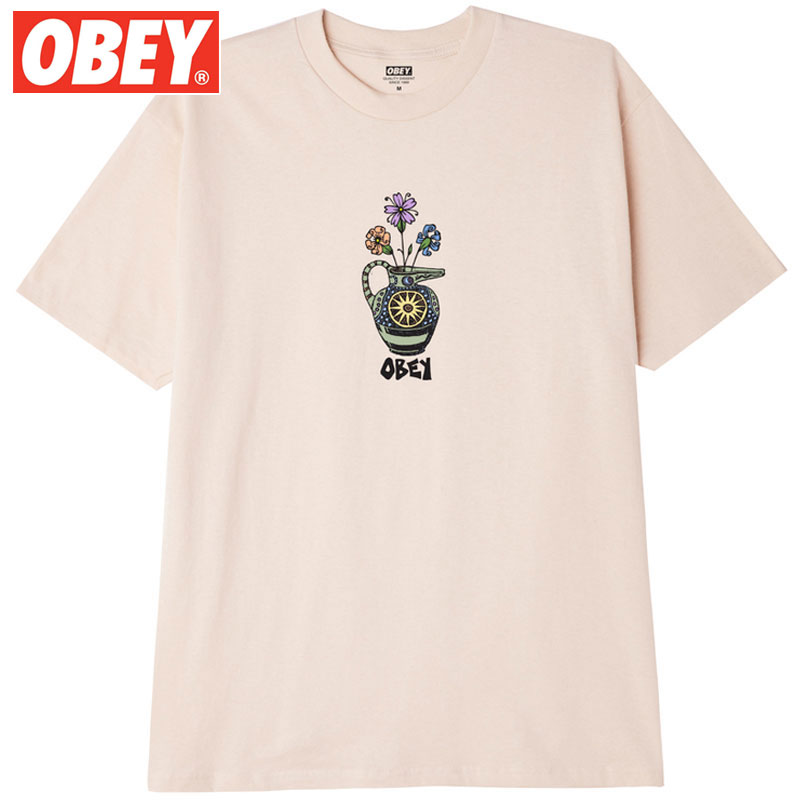 オベイ OBEY FLOWER VASE TEE(ベージュ CREAM)オベイTシャツ OBEYTシャツ オベイティーシャツ OBEYティーシャツ