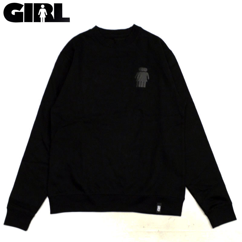 楽天WARP WEB SHOP 楽天市場店【Sサイズ ラスト1点】ガール GIRL NATIONAL HERO EMBROIDERED CREW（ブラック 黒 BLACK）ガールトレーナー GIRLトレーナー ガールクルーネック GIRLクルーネック